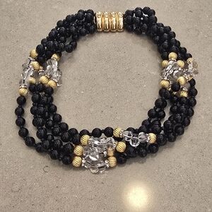 Vintage Black and Gold Multi-Strand Necklace